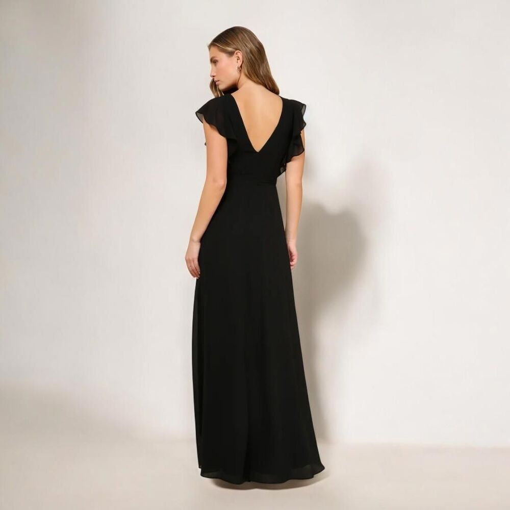 NWT Lulus | Ravishing Charm Black Ruffled Wrap High-Low Maxi Dress | Size Small - Picture 2 of 7